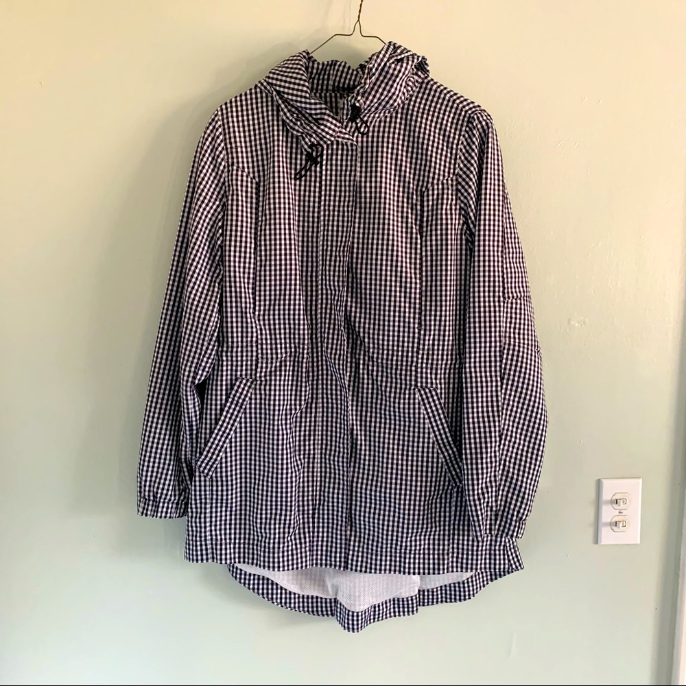 Gingham Plaid Hooded Rain Jacket